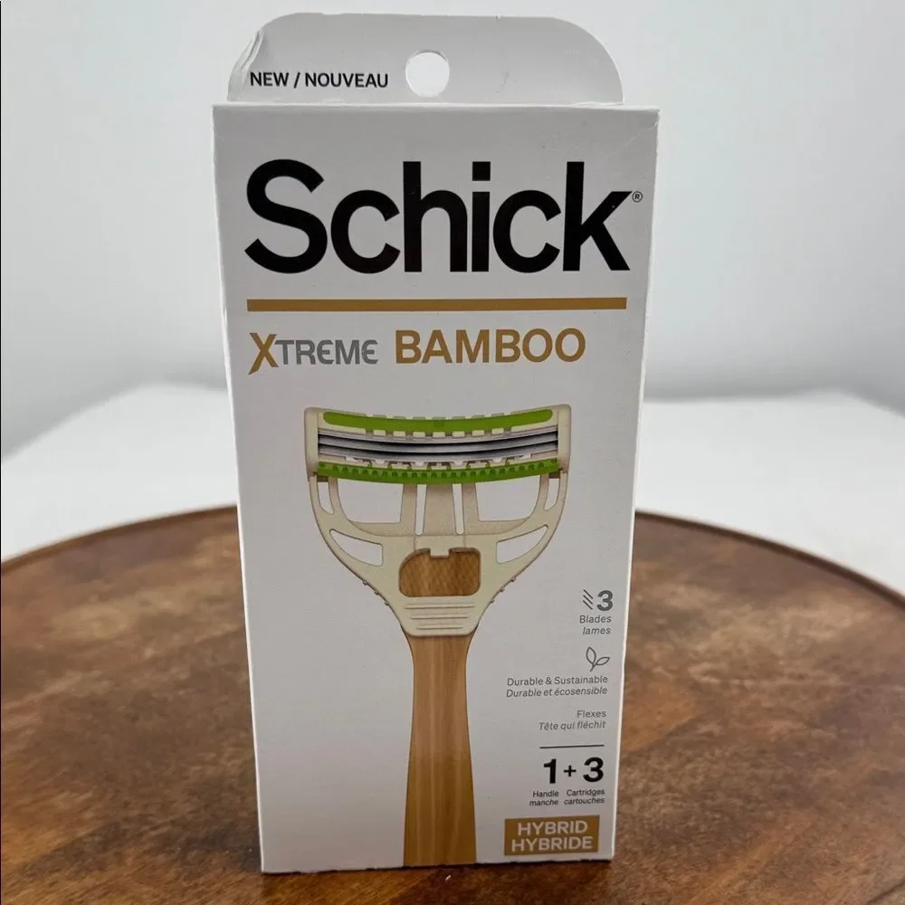 Schick Xtreme Bamboo Razor Handle + 3 Cartridge Refills 3 Blades Sustainable